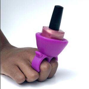 Wearable Silicone Nail Polish Bottle Holder Ring- Purple
